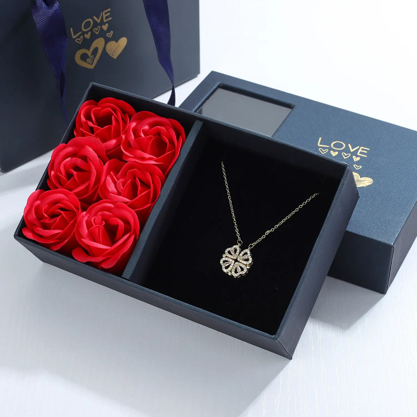 Clover Necklace Rose Gift Box