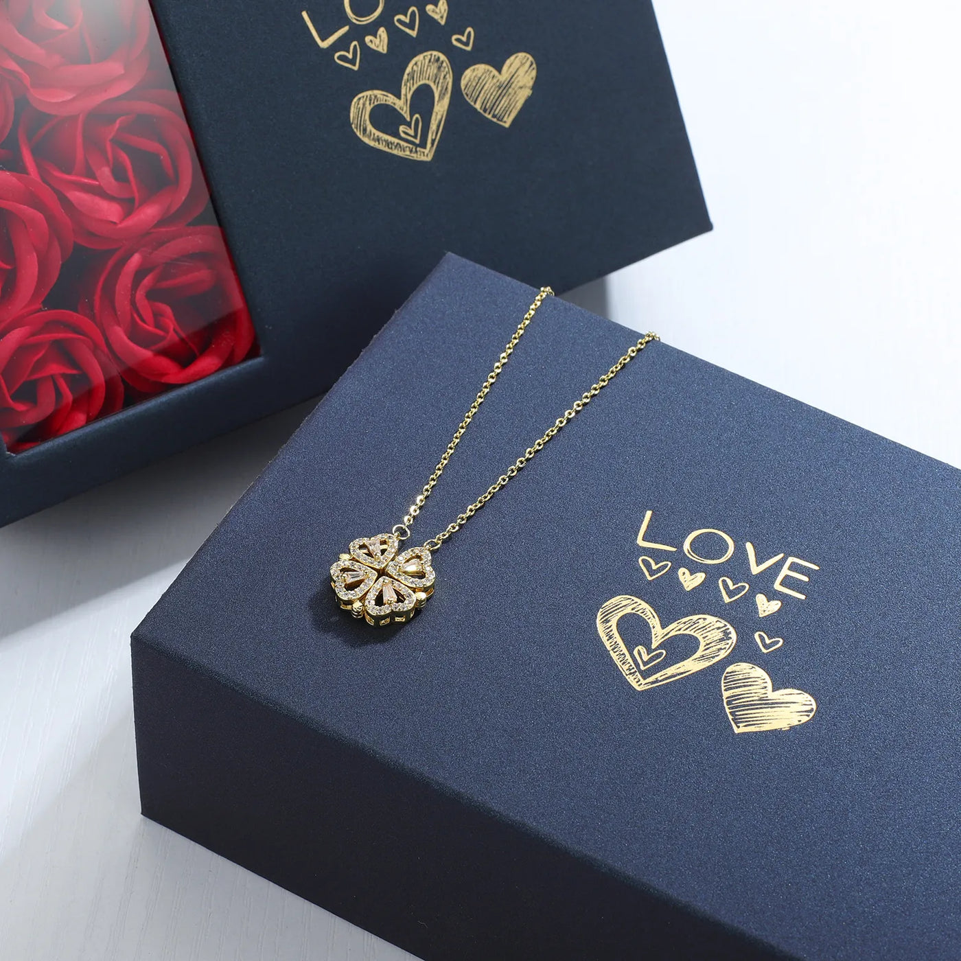 Clover Necklace Rose Gift Box